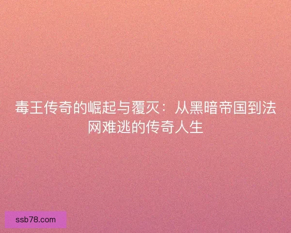 毒王传奇的崛起与覆灭：从黑暗帝国到法网难逃的传奇人生